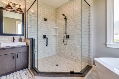 Shower with Black Frame Accents