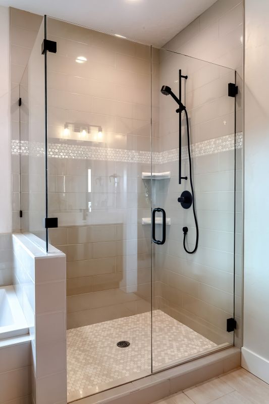 Small Corner Shower with Glass Enclosure